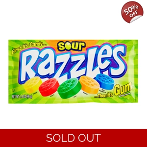 Sour Razzles - Tootsie Candy Gum Sweets 40g Pack